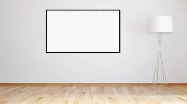 Mockup poster çerçevesi 3d render ile modern parlak iç daire