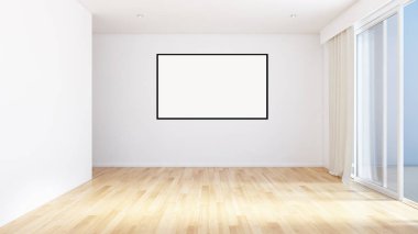 Mockup poster çerçevesi 3d render ile modern parlak iç daire