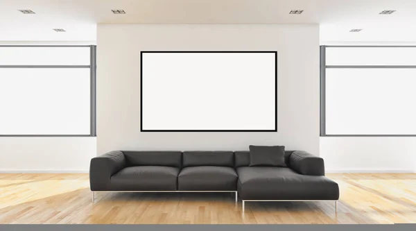 Makett plakát keret 3d rendering apartman modern, világos belső terek — Stock Fotó