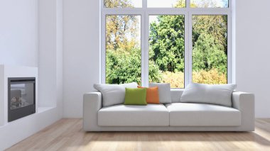 Modern parlak iç daire 3d render illüstrasyon