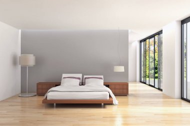 Modern parlak iç daire 3d render illüstrasyon