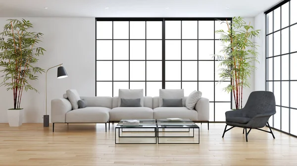 Büyük lüks modern parlak iç oturma odası illüstrasyon 3d — Stok fotoğraf