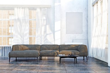 büyük lüks modern parlak iç Oda illüstrasyon 3d render