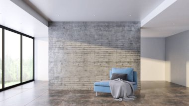 büyük lüks modern parlak iç Oda illüstrasyon 3d render