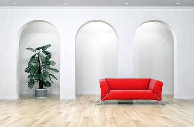 büyük lüks modern parlak iç Oda illüstrasyon 3d render