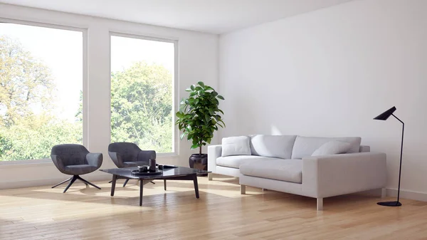 Gran lujo moderno mínimo luminoso interiores habitación mockup illustr — Foto de Stock