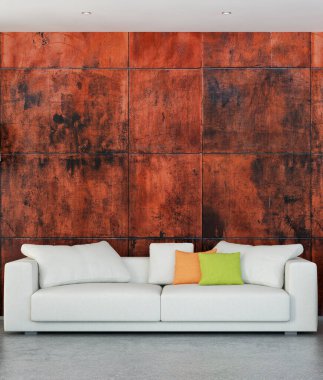 büyük lüks modern parlak iç Oda illüstrasyon 3d render