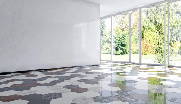 Nagy luxus modern minimal fényes belső terek szoba mockup illustr — Stock Fotó
