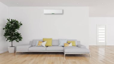 büyük lüks modern parlak iç mekanları ile Klima illus