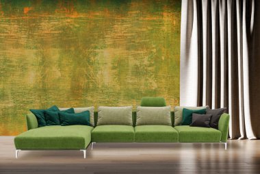 Beyaz, boş bir İskandinav odası iç tasviri 3D