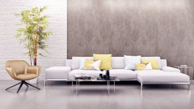 Büyük lüks, modern, en az aydınlık iç mekan, oda modelleme sanatçısı.