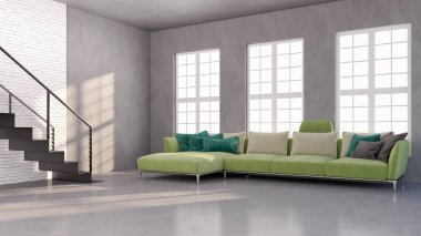 Büyük lüks, modern, en az aydınlık iç mekan, oda modelleme sanatçısı.