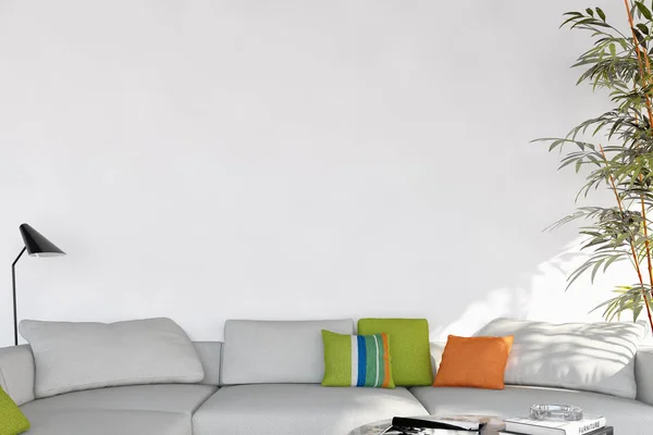 Grote luxe moderne minimale lichte interieurs kamer mockup illustr — Stockfoto