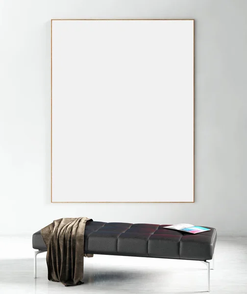 Large luxury modern minimal bright interiors room mockup illustr — Stock Photo, Image