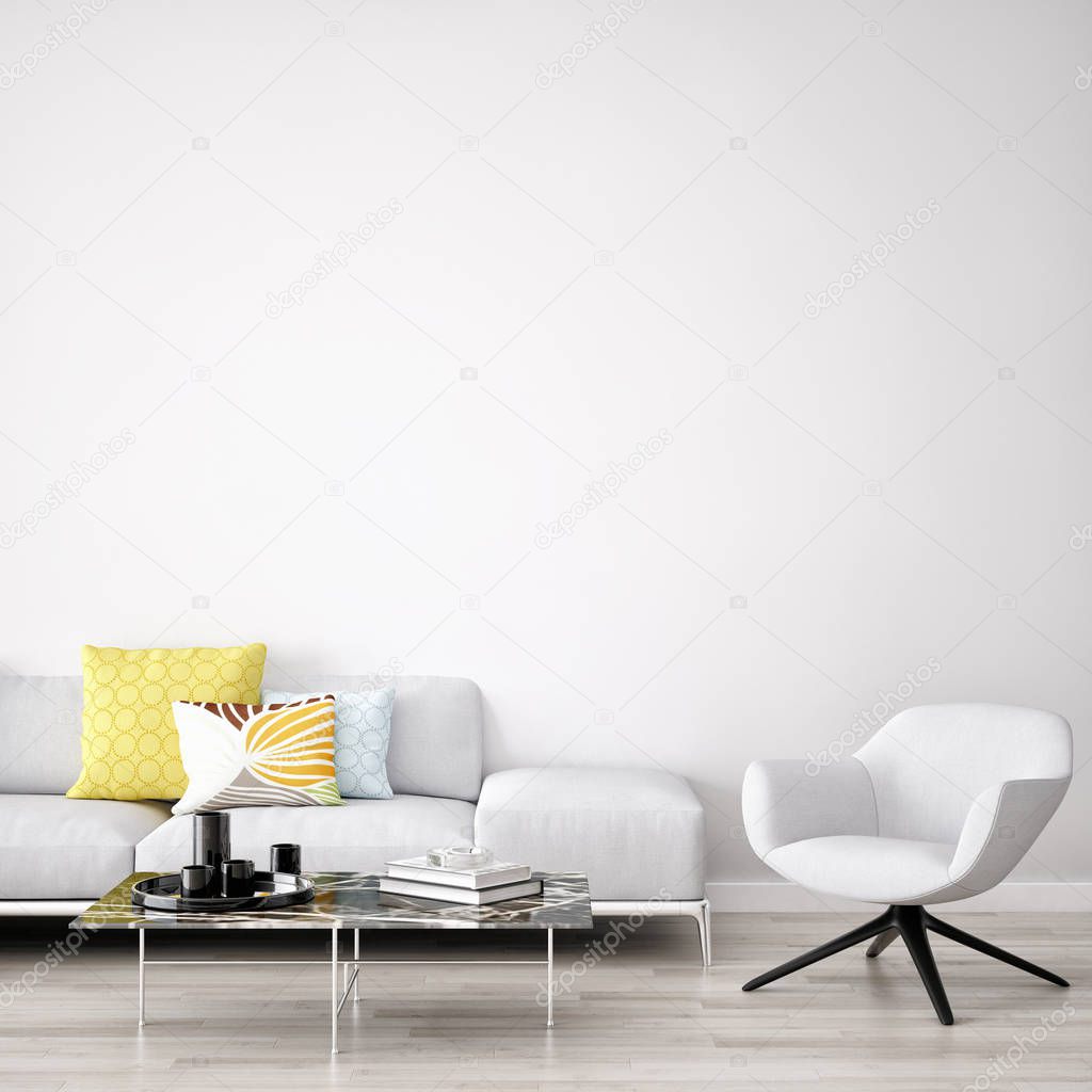 large luxury modern minimal bright interiors room mockup illustr