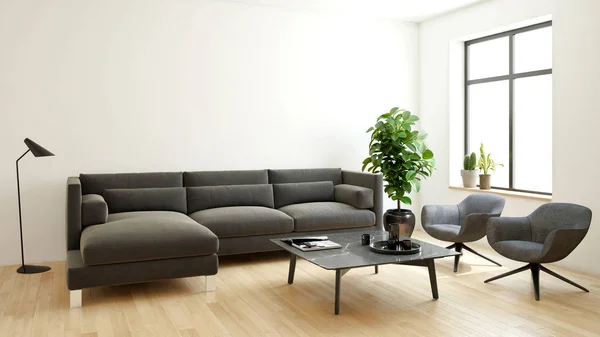 Nagy luxus modern minimal fényes belső terek szoba mockup illustr — Stock Fotó