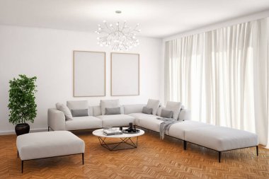 Büyük lüks, modern, en az aydınlık iç mekan, oda modelleme sanatçısı.