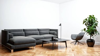 Büyük lüks, modern, en az aydınlık iç mekan, oda modelleme sanatçısı.