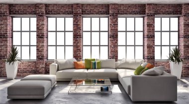 Büyük lüks, modern, en az aydınlık iç mekan, oda modelleme sanatçısı.