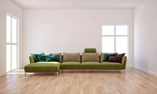 Besar mewah modern minimal interior terang ruang mockup ilusi — Stok Foto