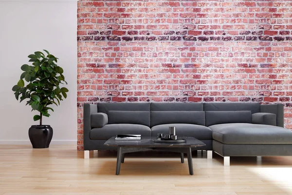 Große luxuriöse moderne minimale helle Innenräume Zimmer-Attrappe illustr — Stockfoto