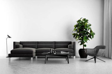 Büyük lüks, modern, en az aydınlık iç mekan, oda modelleme sanatçısı.