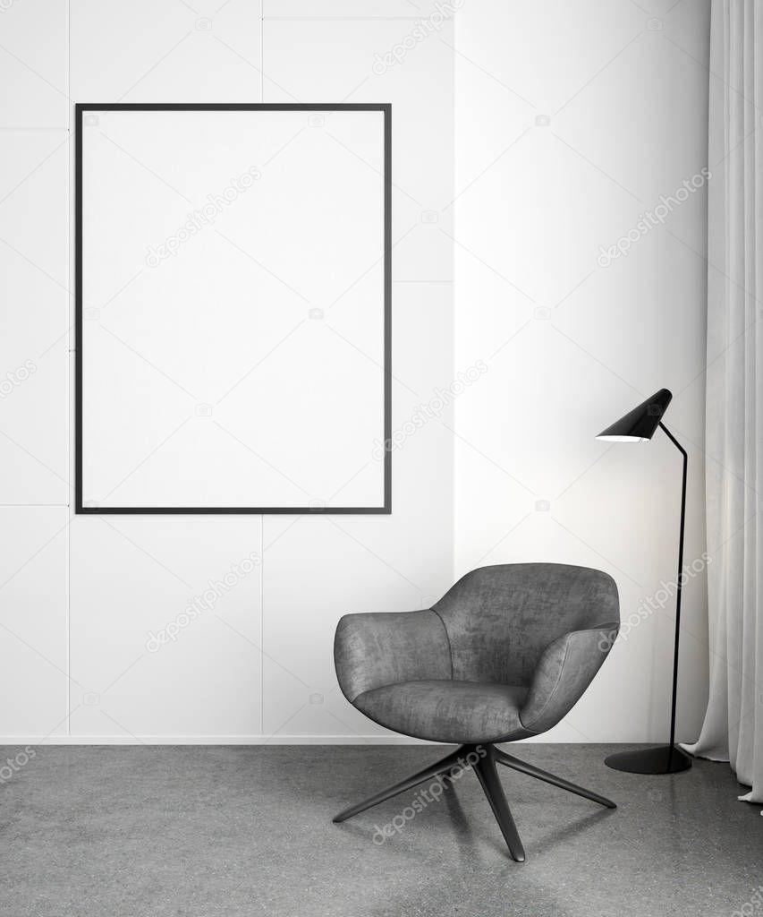 large luxury modern minimal bright interiors room mockup illustr