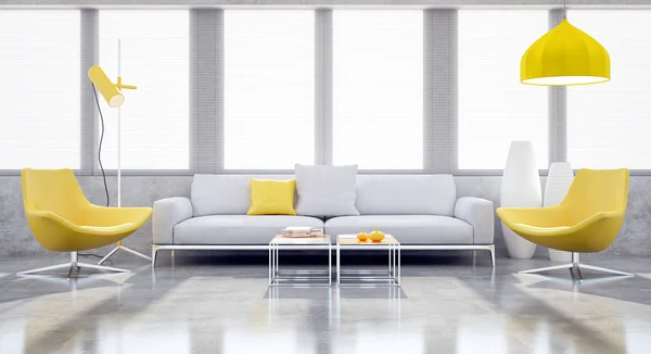 Stora lyx moderna minimala ljusa interiörer rum mockup illustr — Stockfoto