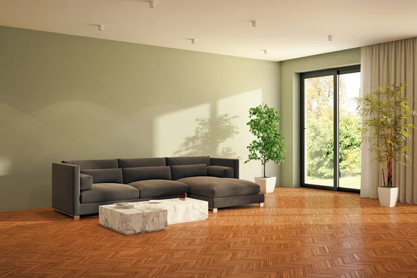 Gran lujo moderno mínimo luminoso interiores habitación mockup illustr — Foto de Stock