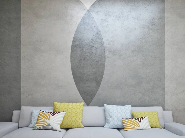 Gran lujo moderno mínimo luminoso interiores habitación mockup illustr —  Fotos de Stock