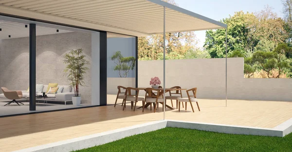 Large Luxury Modern Bright Interiors Living Room Mockup Illustration Rendering — Stock Photo, Image