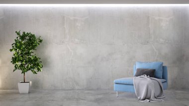 Büyük lüks, modern, parlak iç mekanlar. Oturma odası tasviri. 3D görüntüleme.