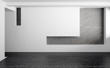 Büyük lüks, modern, parlak iç mekanlar. Oturma odası tasviri. 3D görüntüleme.