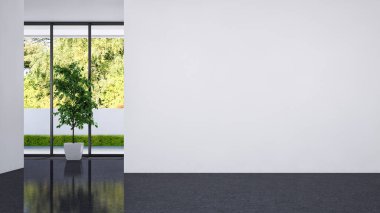 Büyük lüks, modern, parlak iç mekanlar. Oturma odası tasviri. 3D görüntüleme.