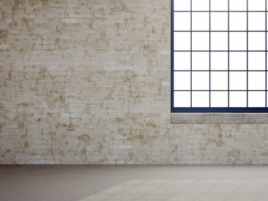 Büyük lüks, modern, parlak iç mekanlar. Oturma odası tasviri. 3D görüntüleme.