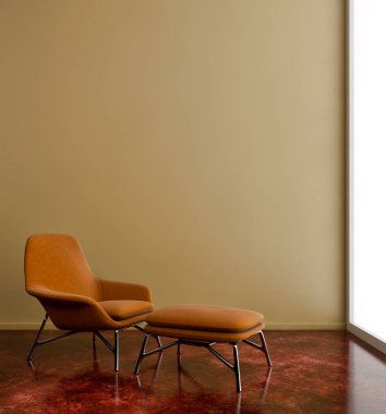 Büyük lüks, modern, parlak iç mekanlar. Oturma odası tasviri. 3D görüntüleme.