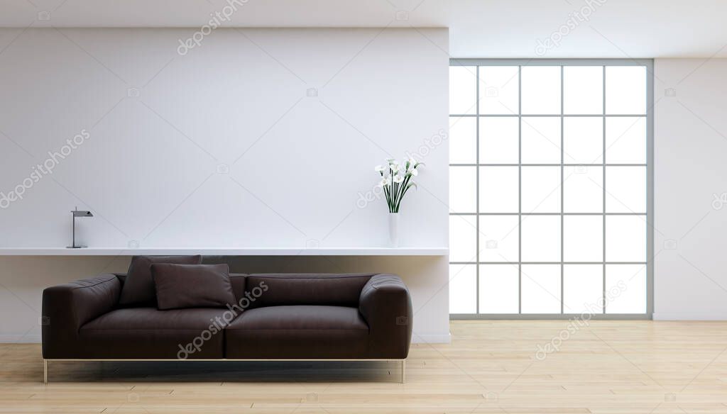 Large luxury modern bright interiors Living room mockup illustration 3D rendering computer digitally generated image