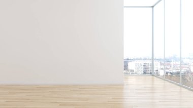 Büyük lüks, modern, parlak iç mekanlar. Oturma odası tasviri. 3D görüntüleme.