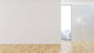 Büyük lüks, modern, parlak iç mekanlar. Oturma odası tasviri. 3D görüntüleme.