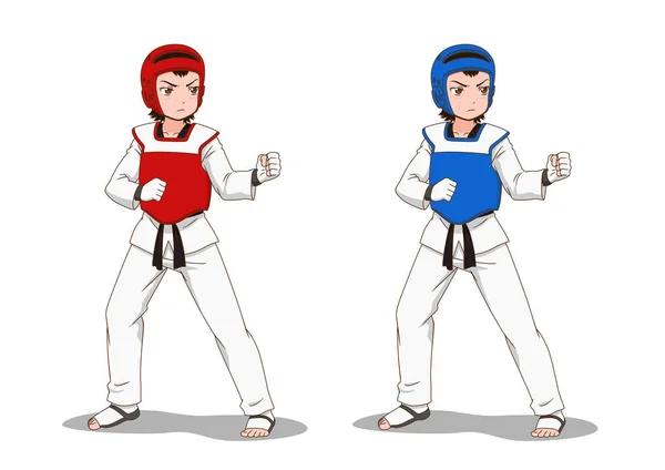 Personaje Dibujos Animados Taekwondo Chica — Archivo Imágenes Vectoriales