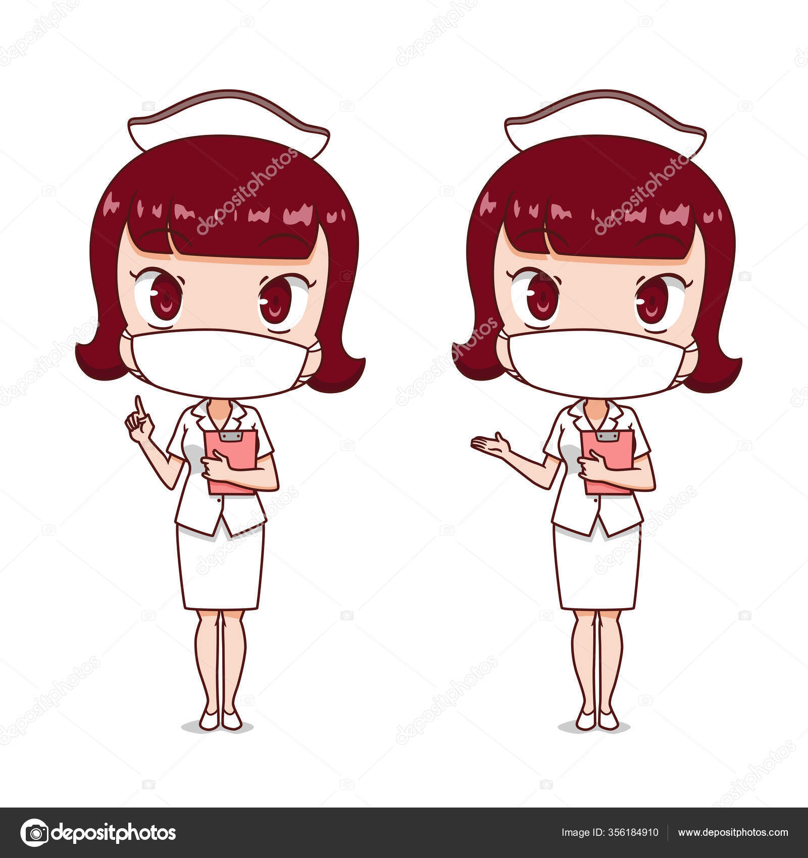 Desenho de uma enfermeira usando uma máscara