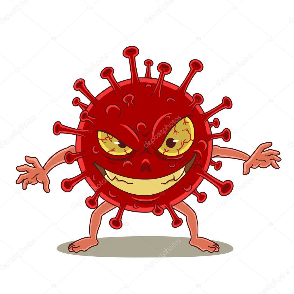 Cartoon character of coronavirus, covid-19.