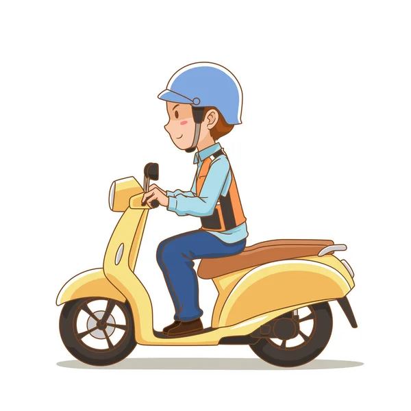 Cartoon Karakter Van Motorfiets Taxi Rijder — Stockvector