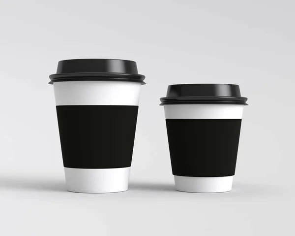 Paper cups with caps isolated on gray background, 3D rendering - Stock ...