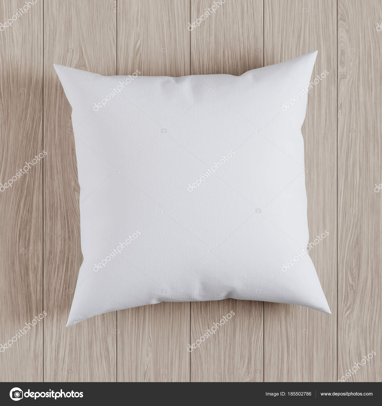 Download Blank White Soft Square Pillow On A Wooden Floor 3d Render Stock Photo Image By C Tissansk 185502786