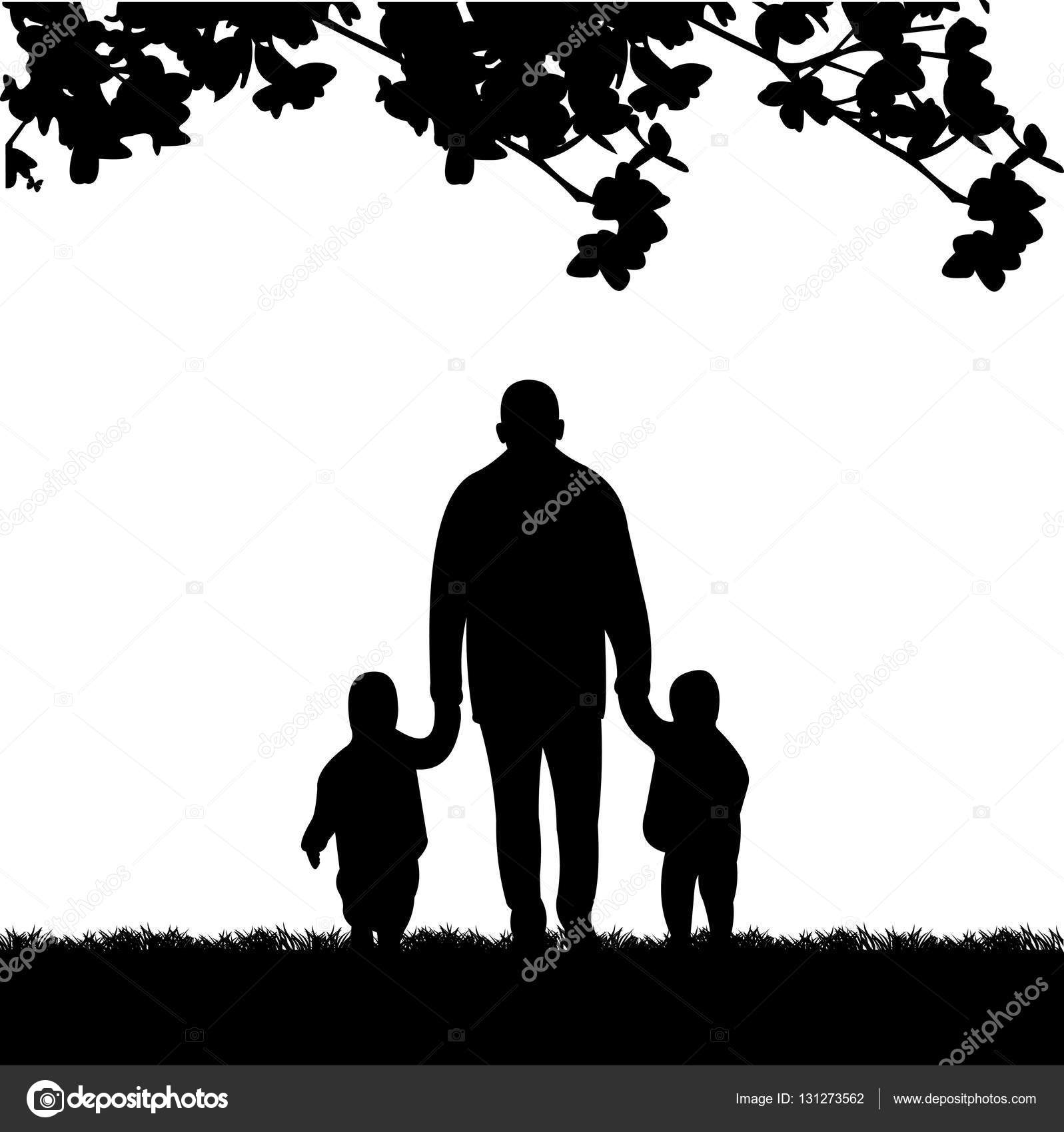 Grandfather walking with grandchildren in the park Stock Vector by ...