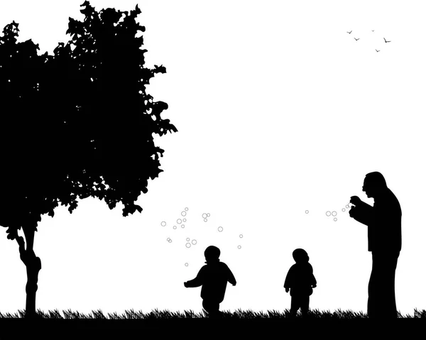 Grand-père jouant avec ses petits-enfants — Image vectorielle