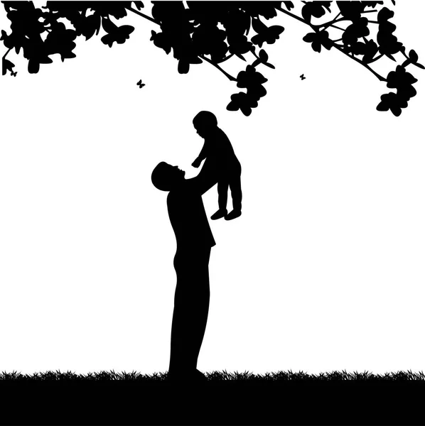 Father plays with his child in the park — Stock Vector