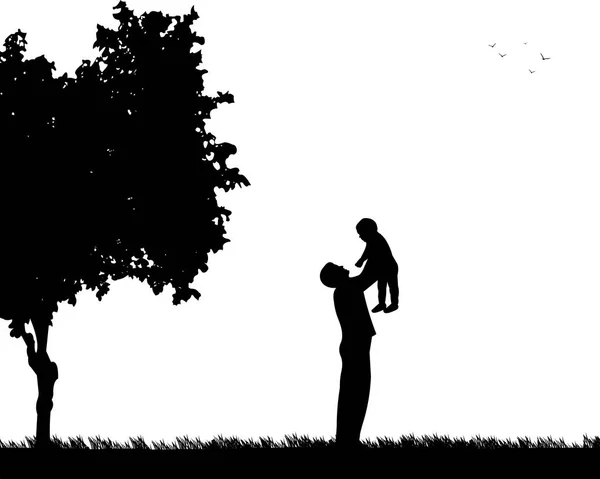 Otec si hraje s jeho dítětem v parku — Stockový vektor