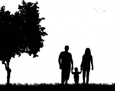 Aile çocuklarının Park ile yürüme